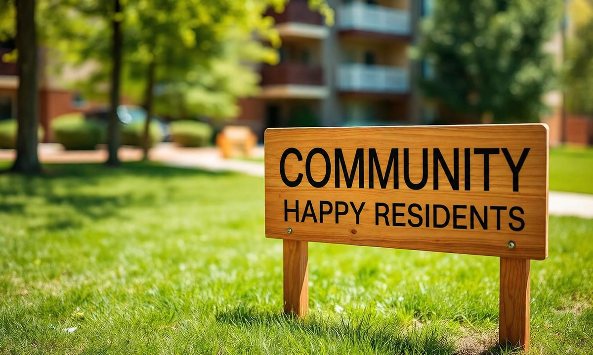Clean community happy residents sign